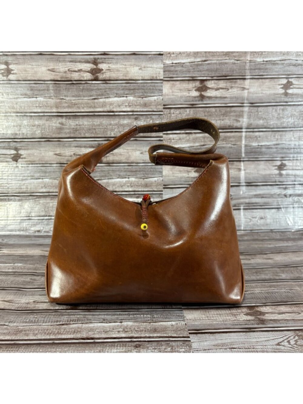 Henry Cuir Leather zip Tote Bag color Brown made in Italy - Picture 2 of 9